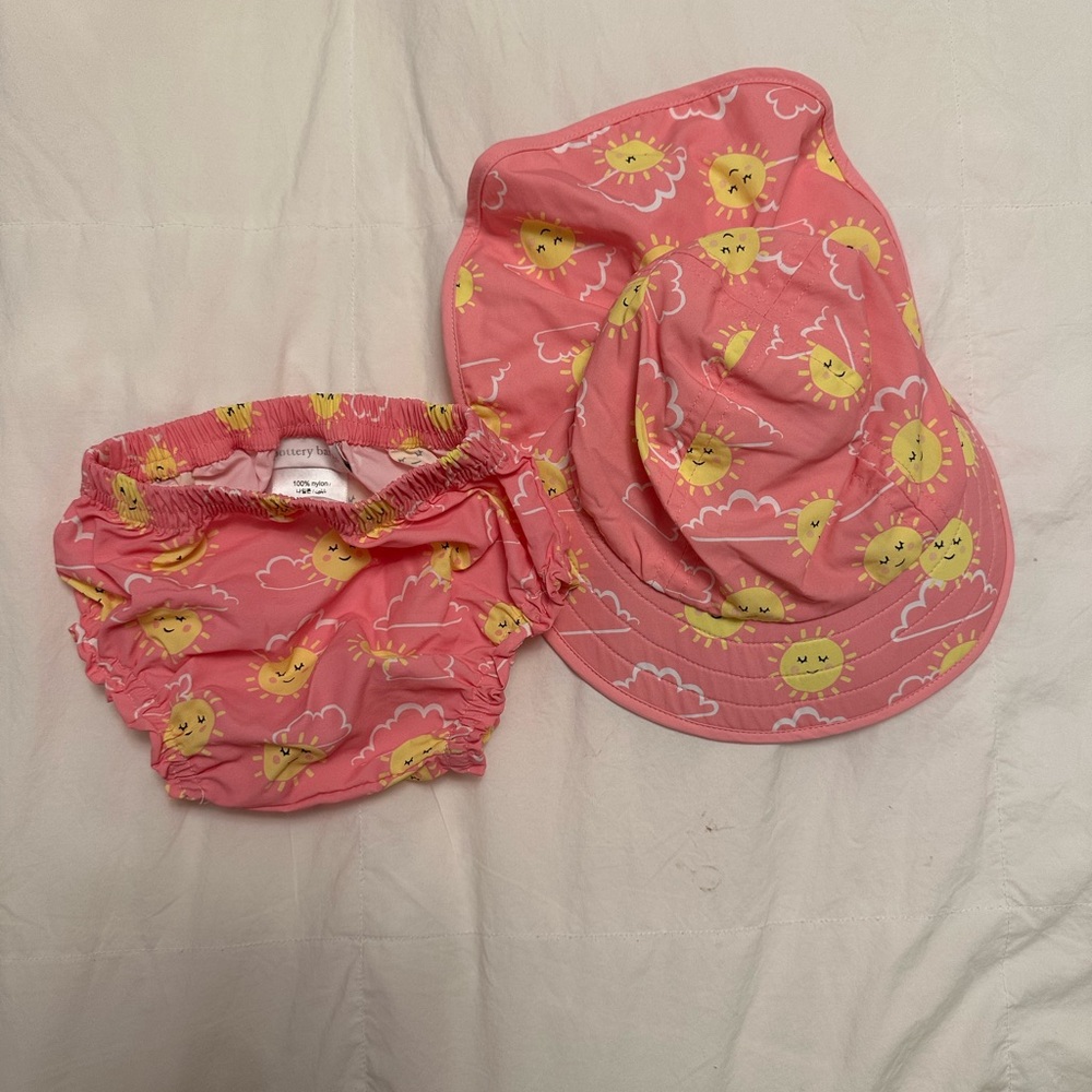 Pottery Barn Kids Pink and Yellow Butterfly Bucket Hat